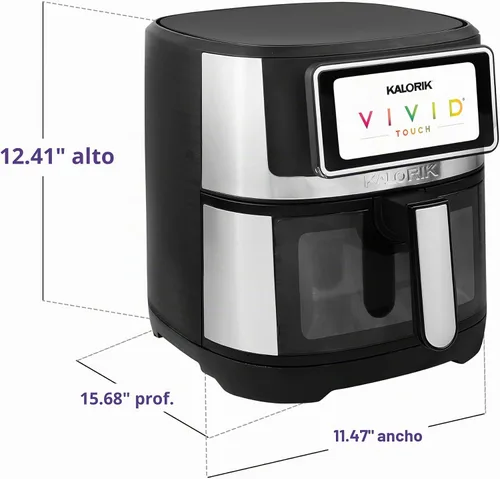 Vista 9 de Kalorik Freidora de aire Serie VIVID TOUCH de 5 cuartos de galón de capacidad con pantalla táctil de alta resolución, 202 ajustes preestablecidos