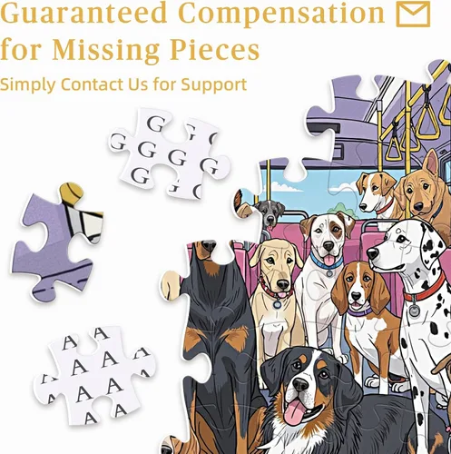 Vista 5 de Rompecabezas para Adultos de 1000 Piezas, Rompecabezas de Autobús de Perritos All-Star Arte Estilo Cómic, Rompecabezas Divertido Difícil Duro Único