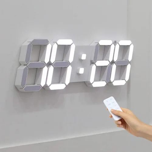 Vista 14 de mooas 3D Pure Slim M LED reloj, 11,8" reloj digital LED multifunción 11.8" Slim M Reloj de pared blanco con control remoto