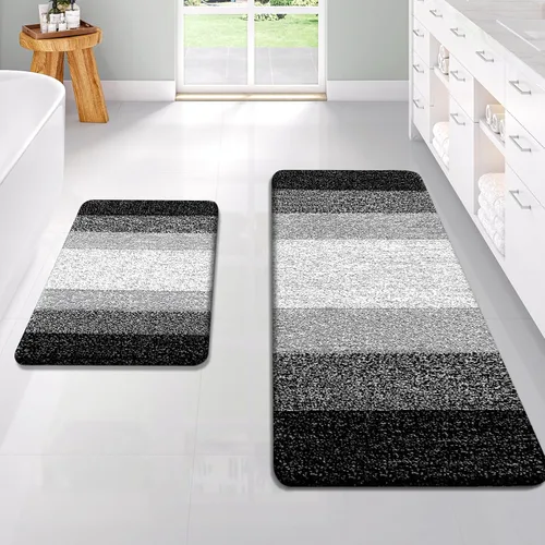 Vista 47 de OLANLY - Juego de tapetes para baño de 2 piezas, de microfibra, suaves y absorbentes, antideslizantes, lavables a máquina y para secadora, felpudos