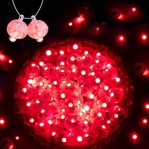 Vista 7 de 50 mini luces LED, globos de luz LED para decoraciones de fiesta, luces de fiesta de neón para linterna de papel, huevos de Pascua, fiesta de Rojo