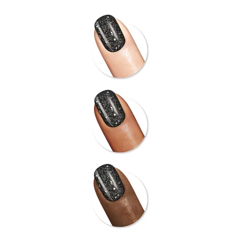 Vista 3 de Sally Hansen Insta-Dri Esmalte de uñas de secado rápido, duración larga y sin vetas Opaco, con destellos 565 Powerslide Color de uñas negro