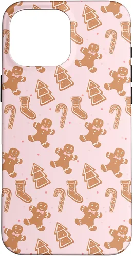 Vista 19 de iPhone 16 Pink Gingerbread Cookie Christmas with Polka Dots Case