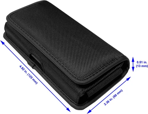 Vista 2 de Funda de nailon para iPhone SE (4.7 "), iPhone 5, 5S - Funda horizontal de lona para cintura con clip para cinturón/pinzas, color negro