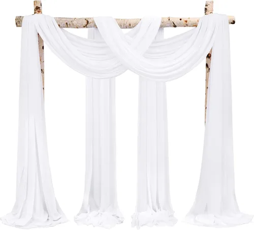 Vista 32 de Tela para Cubrir Arco de Boda, 4 Paneles 71 cm x 6,1 m Telas para Arco de Boda Azul Bebé para Ceremonia, Telas de Gasa para Decoración de Arco