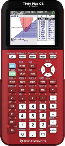 Vista 2 de Texas Instruments TI-84 Plus CE Calculadora gráfica a color, rojo radical pequeño