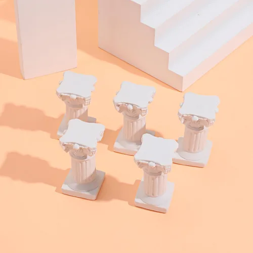 Vista 2 de Holibanna Estatuas de pilar romanas 5 piezas de resina mini pedestal griega para decoración del hogar, jardín, boda, fotografía, accesorios de 2.55