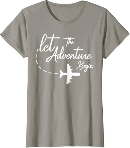 Vista 52 de Let The Adventure Begin - Camiseta inspiradora en modo de viaje en avión, Negro, S