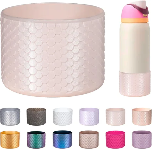 Vista 17 de Funda de Silicona para Botella de Agua Owala de 24oz, Manga Protectora Antideslizante Brillante para Botella de Agua Owala que Protege las Botellas