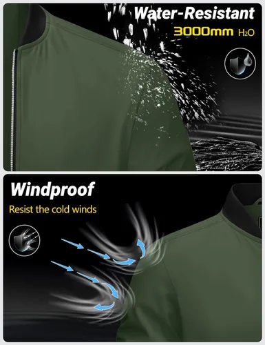 Vista 4 de Cotrasen Chaqueta bomber para hombre, para otoño e invierno, cálida, rompevientos, con cremallera completa, acolchada, casual