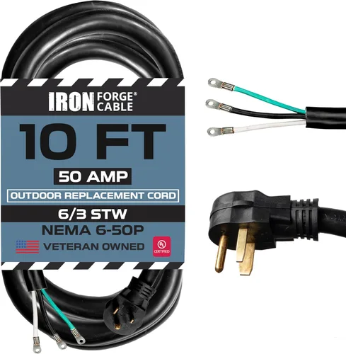 Vista 10 de Iron Forge Cable Soldador y cargador EV, 3 pies - NEMA 6-50, 50 amperios Cable 6/3, extremo abierto (sin enchufe), 50 amperios - para soldadores