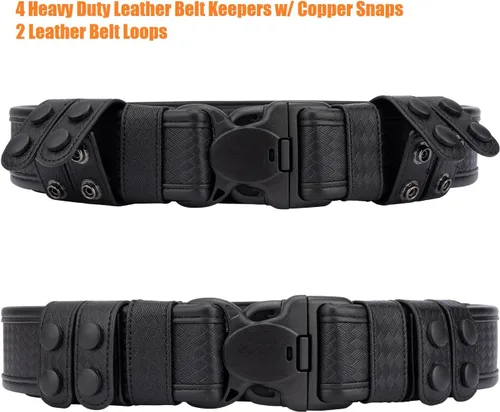 Vista 5 de TACNEX Cinturón de Servicio de Tejido de Canasta de 2" con Forro de Gancho 4 Sujetadores Cinturón Interior Reversible de 1.5" para Policía