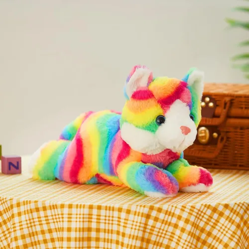 Vista 5 de Glow Guards Gatito de peluche con luces LED arcoíris, suave, con luz nocturna, regalos de Navidad, Día de los Niños, cumpleaños, para niños