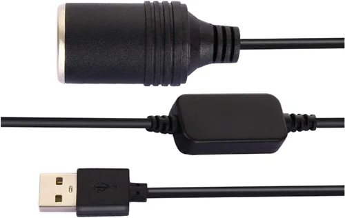 Vista 2 de LIXIN Encendedor de cigarrillos de coche de 12 V, convertidor de cable USB a enchufe hembra-negro ((1.2m/3.9ft))