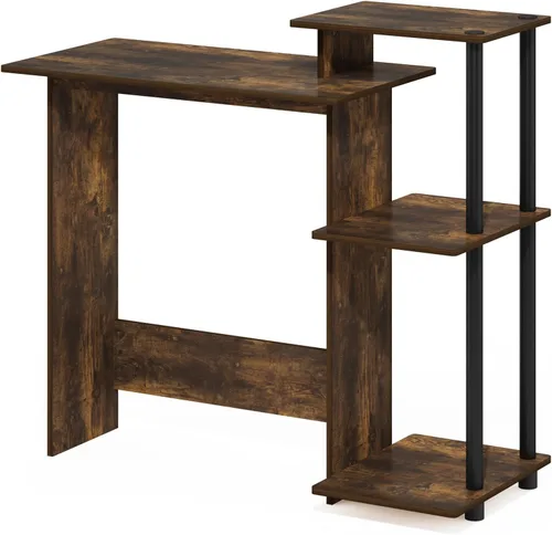 Vista 5 de Furinno EFFICIENT - Escritorio para juegos de 28.6 pulgadas de ancho con 3 estantes laterales abiertos, escritorio para computadora portátil