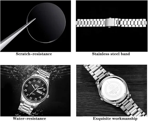 Vista 4 de BOSCK Analog Mens Watch40mm Easy Read Auto Date and Day Stainless Steel Business Watch for Men30M Waterproof Sports Mens Wrist Watches