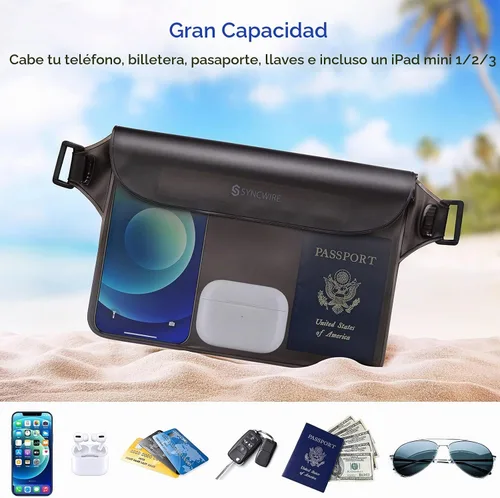 Vista 3 de SYNCWIRE Bolsa impermeable con correa ajustable para la cintura (paquete de 2) – IP68 impermeable para la cintura bolsa seca táctil con cinturón