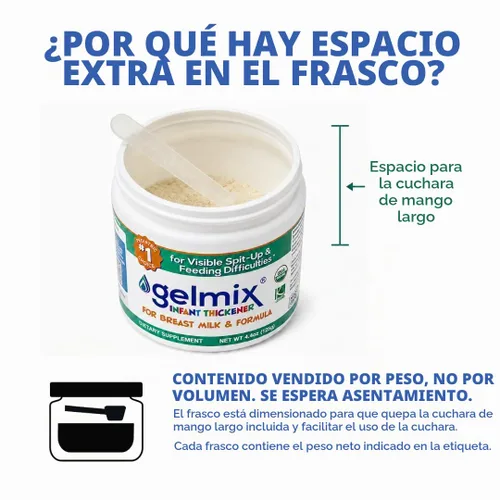 Vista 4 de Gelmix Espesante infantil para leche materna y fórmula, tarro de 4.4 onzas