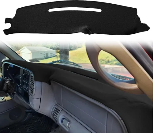 Vista 23 de Cubierta de tablero compatible con Chevy Chevrolet Silverado 1500 LT/WT 2500HD 3500HD 2007-2013, alfombra de tablero de GMC Sierra 2007-2013