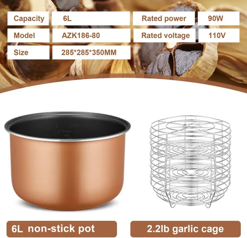 Vista 2 de Fermentador de ajo negro Caja de fermento inteligente automática 6L Fermentación rápida de 7 días Ajo negro Arroz dulce Fabricante de vino Natto