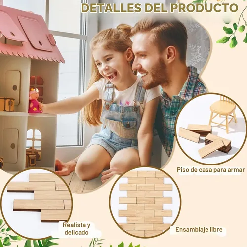 Vista 3 de Sintuff 200 mini tablas de madera para casa de muñecas a escala 1:12, beige