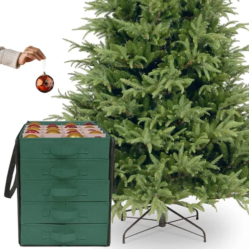 Vista 5 de ProPik Cajas de Almacenamiento de Adornos Navideños con Divisores - 5 Bandejas Separadas - Soporte para Adornos - Mantiene 100 Adornos Navideños