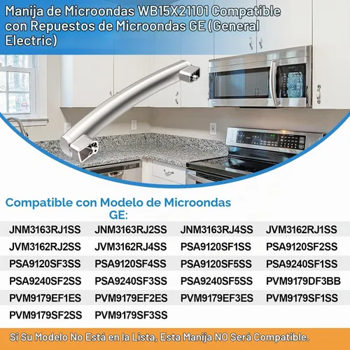 Vista 3 de Manija de puerta de microondas WB15X21101 mejorada compatible con mango de microondas GE, piezas de manija de puerta de microondas GE reforzada