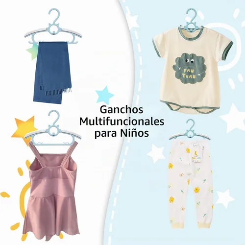 Vista 5 de 40 piezas de perchas extensibles para guardería de bebé, perchas para niños pequeños ajustables y antideslizantes para ropa de bebé, percha para Azul