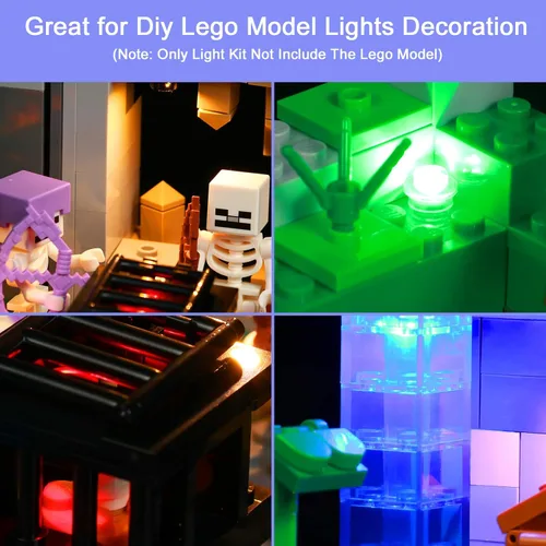 Vista 2 de Kit de luces mejorado compatible con Lego Minecraft The Skeleton Dungeon, decoración de luces compatible con Lego 21189, el mejor regalo