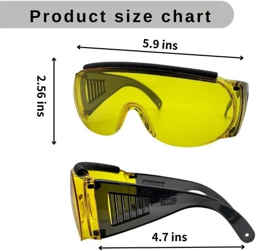 Vista 2 de XII WY - Gafas de seguridad antivaho para laboratorio, ajuste protector sobre gafas graduadas, gafas de construcción