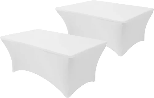 Vista 9 de Paquete de 2 manteles de mesa elásticos de elastano para mesas rectangulares de 4 pies, mantel ajustable de 48 pulgadas de largo x 30 pulgadas