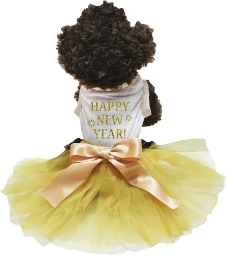 Vista 7 de Petitebella Happy New Year - Vestido para perro cachorro (negro/dorado, talla XS)