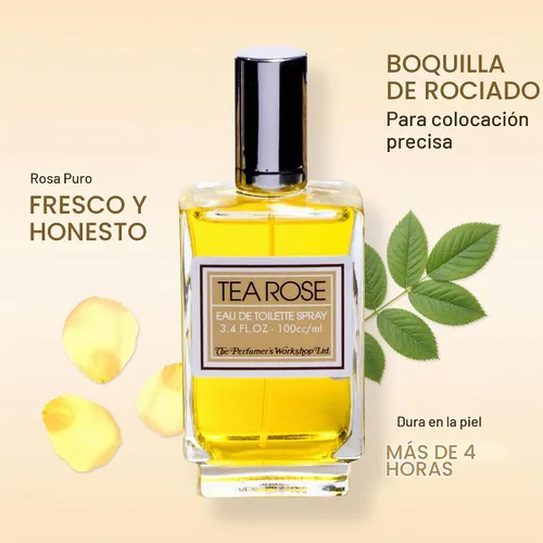 Vista 6 de Perfumer's Workshop Tea Rose Eau de Toilette en espray para mujer, perfume clásico floral rosa, 3.4 onzas líquidas