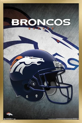 Vista 16 de Trends International NFL Denver Broncos - Póster de pared con casco 16, 14.725 x 22.375 pulgadas, versión enmarcada de madera de granero Versión