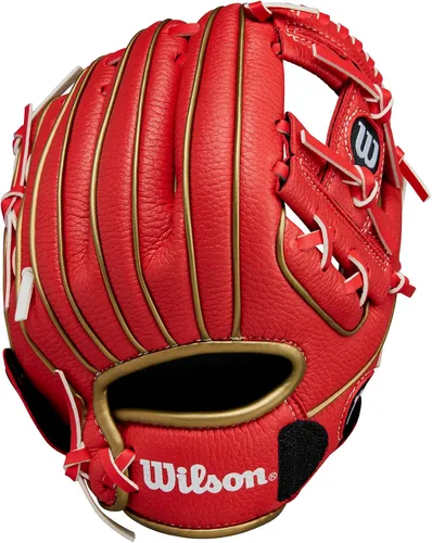 Vista 8 de Wilson A200 - Guantes de béisbol para jóvenes Real/Rojo/Amarillo