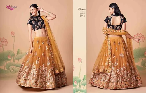 Vista 5 de stylishfashion Ropa de fiesta Lehenga Choli Indian Bordado Diseñador negro Verde blanco Lengha Chunri Nuevo