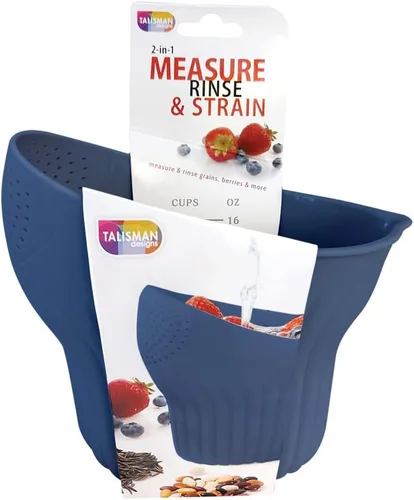 Vista 8 de Talisman Designs Enjuague y tensión 2 en 1 Capacidad para hasta 2 tazas Colador de alimentos Cesta de lavado de frutas Colador y colador