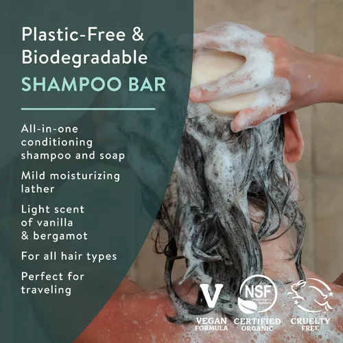 Vista 2 de Badger - Barra de champú acondicionador de jojoba y baobab, barra capilar vegana natural, 3 oz