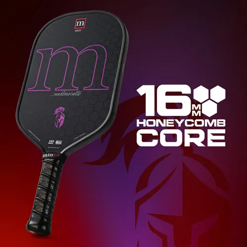 Vista 3 de Mint Sport Mademoiselle - Pala de pickleball T700 de fibra de carbono con núcleo de polipropileno de 0.63 pulgadas, superficie giratoria