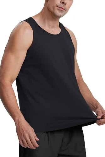 Vista 4 de MAGCOMSEN Camiseta sin mangas de algodón para hombre, camiseta ligera sin mangas
