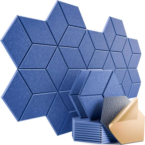 Vista 127 de Paquete de 12 paneles acústicos autoadhesivos de 12 x 10 x 0.4 pulgadas, paneles de espuma a prueba de sonido con alta densidad, elegante diseño