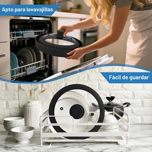 Vista 7 de Cubierta de vidrio para microondas, cubierta plegable de microondas de 10.5 pulgadas para vidrio de alimentos, tapa de silicona ventilada