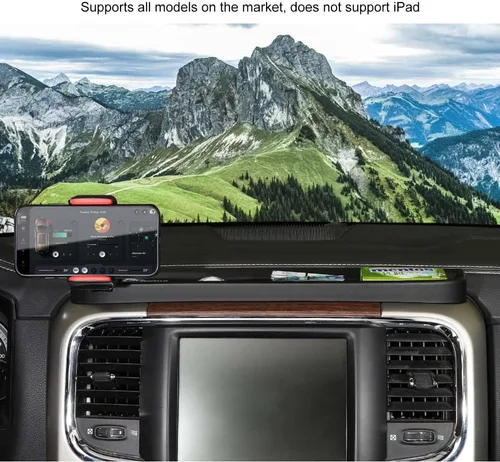 Vista 6 de RT-TCZ Soporte de montaje para tablero de teléfono celular con caja de almacenamiento, soporte de consola central, accesorios interiores para Dodge