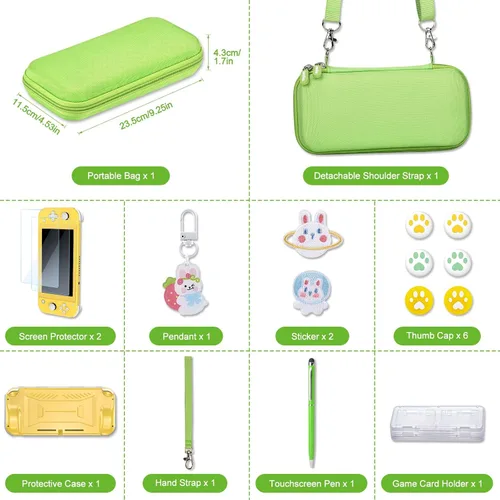 Vista 2 de Switch Lite Case - innoAura 17 in 1 Switch Lite Accessories Bundle with Switch Lite Carrying Case, Switch Game Case, Switch Lite Screen Protector