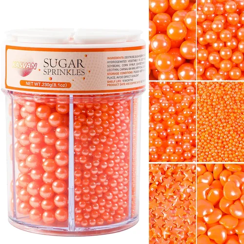 Vista 9 de KASVAN Chispas de perla negra, mezcla de 6 tamaños para decorar pasteles, 230g/8.1oz, decoraciones de pastel para hornear, aderezos de helado y Negro
