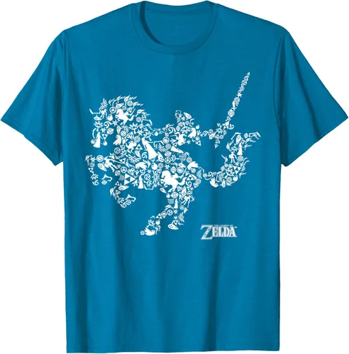 Vista 6 de The Legend of Zelda Camiseta con diseño de símbolos de caballo Azul Marino