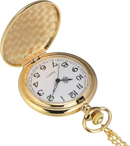 Vista 2 de I-MART Reloj de bolsillo vintage liso con cadena dorado Oro