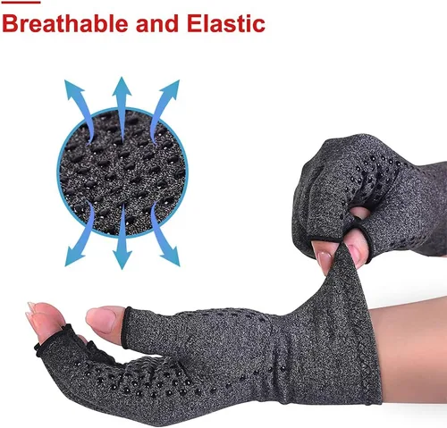 Vista 6 de Donfri 2 pares de guantes de compresión para artritis, guantes sin dedos para mujeres y hombres, alivio del dolor de artritis, artritis reumatoide