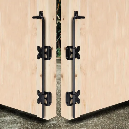 Vista 7 de Barra de acero para puerta de acero de 24 pulgadas, resistente para puertas de vinilo de madera o valla de doble puerta