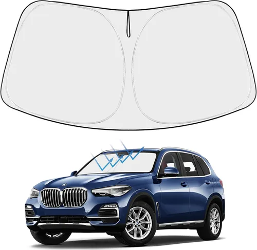 Vista 65 de Proadsy Parasol para parabrisas Rivian R1S 2022-2025 2026 de 4 capas plegable, protector de parasol frontal que bloquea los rayos UV, mantiene